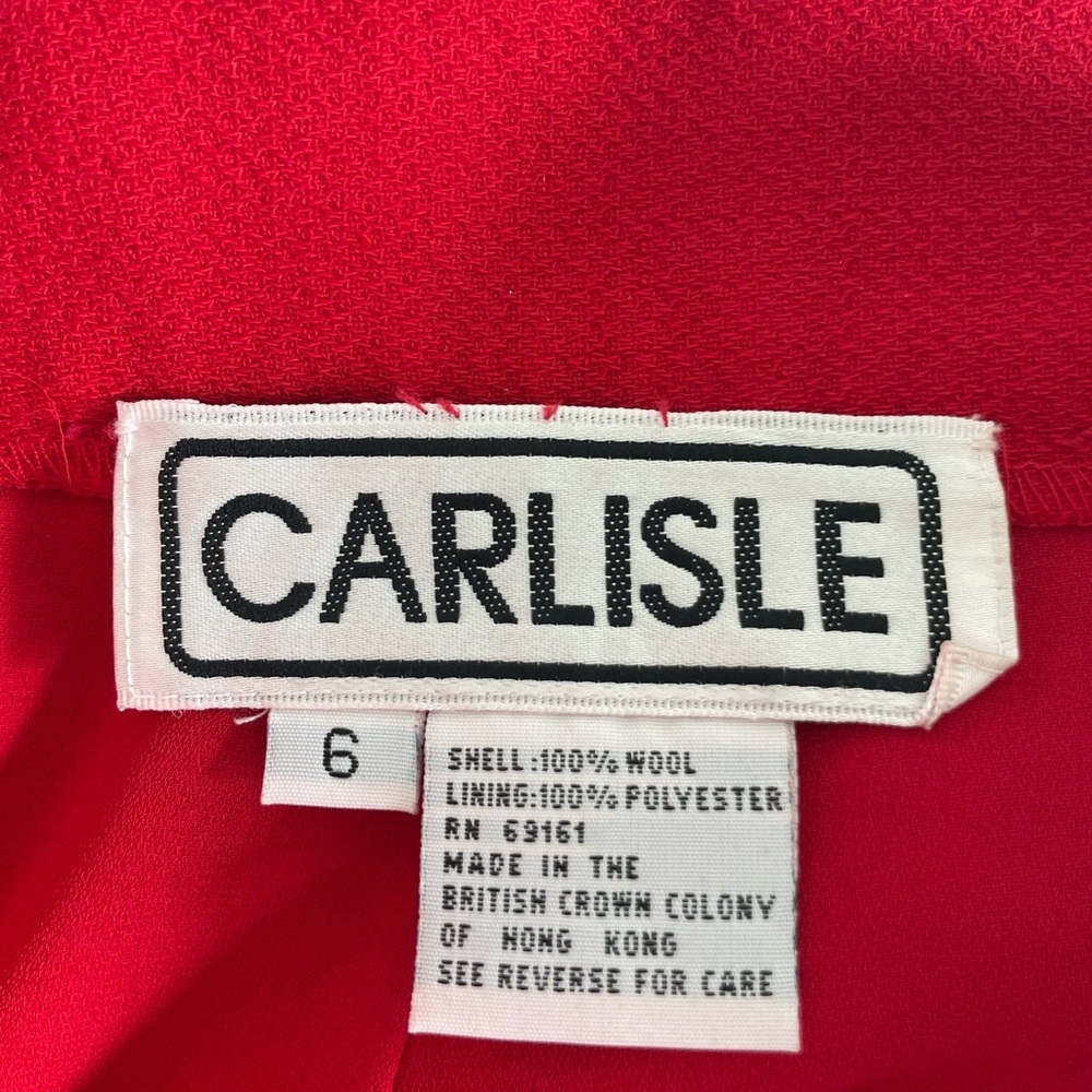 Vintage 90s Red Wool Wide Leg Trousers Carolyn Bessette Style Size 6 Carlisle - Picture 3 of 6